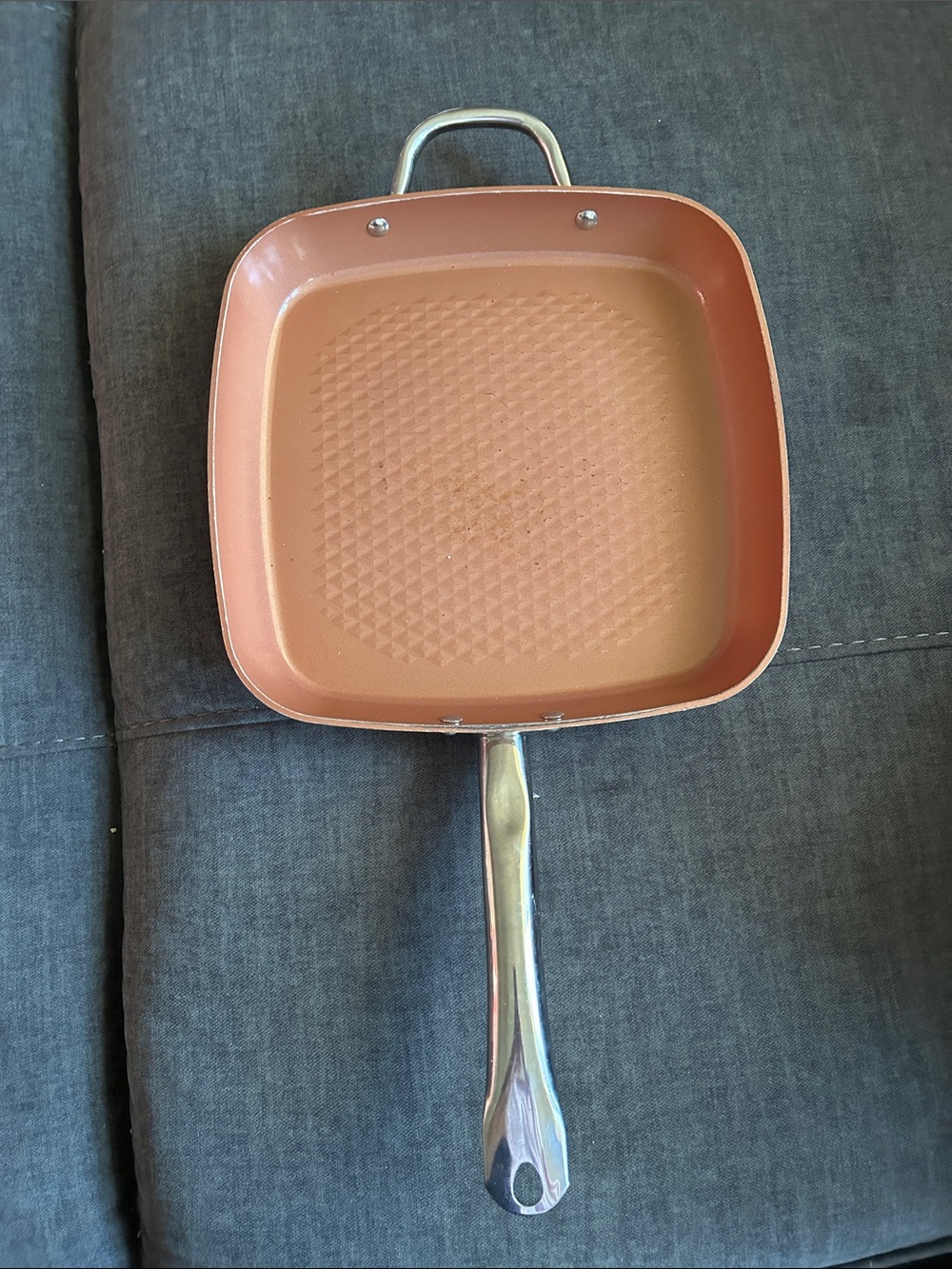 Copper Chef Diamond 12 in Nonstick Square Grill Pan with Riveted Handle
